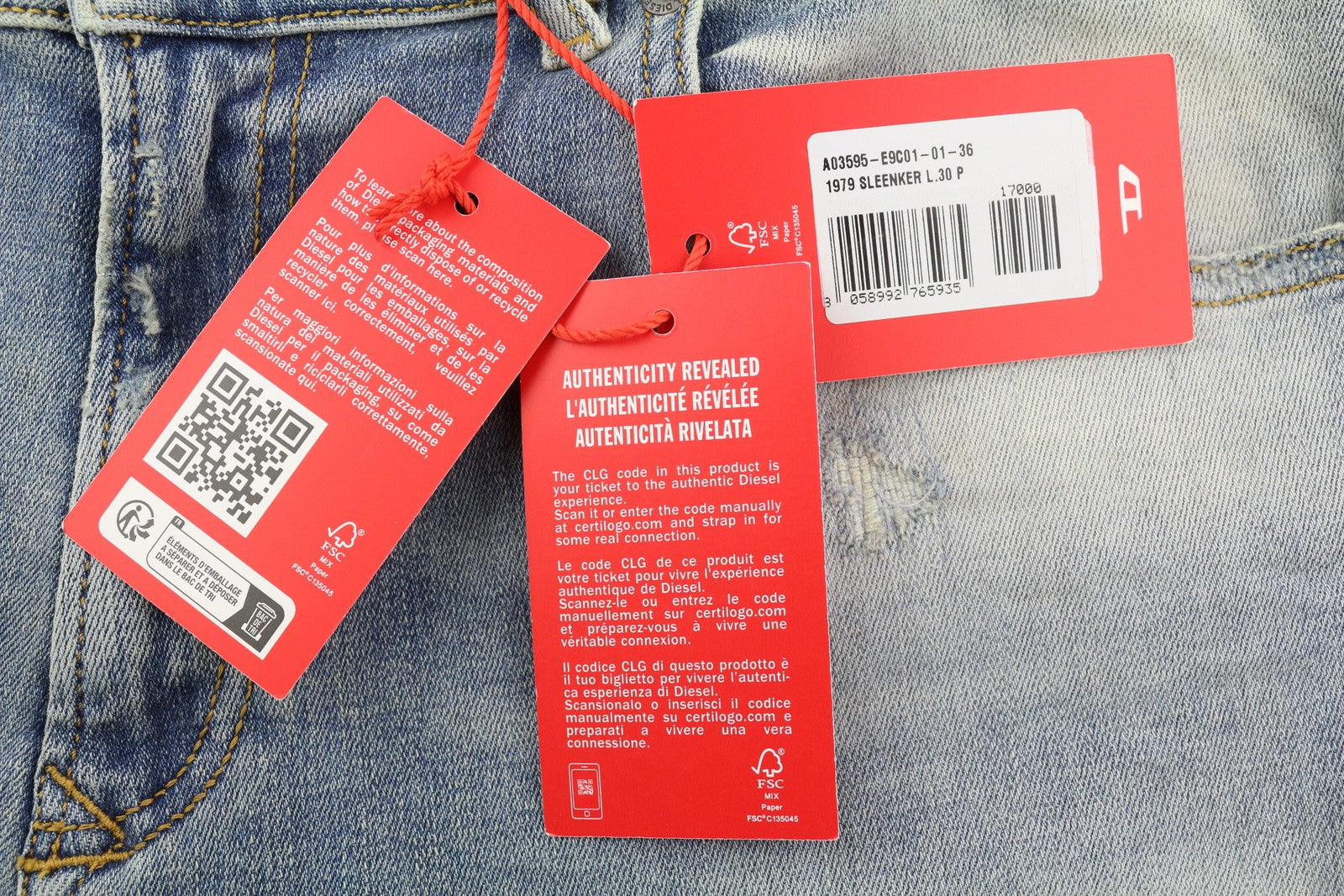 DIESEL 1979 Sleenker E9C01 Men Jeans W36/L30 Skinny Distress Blue RRP€275