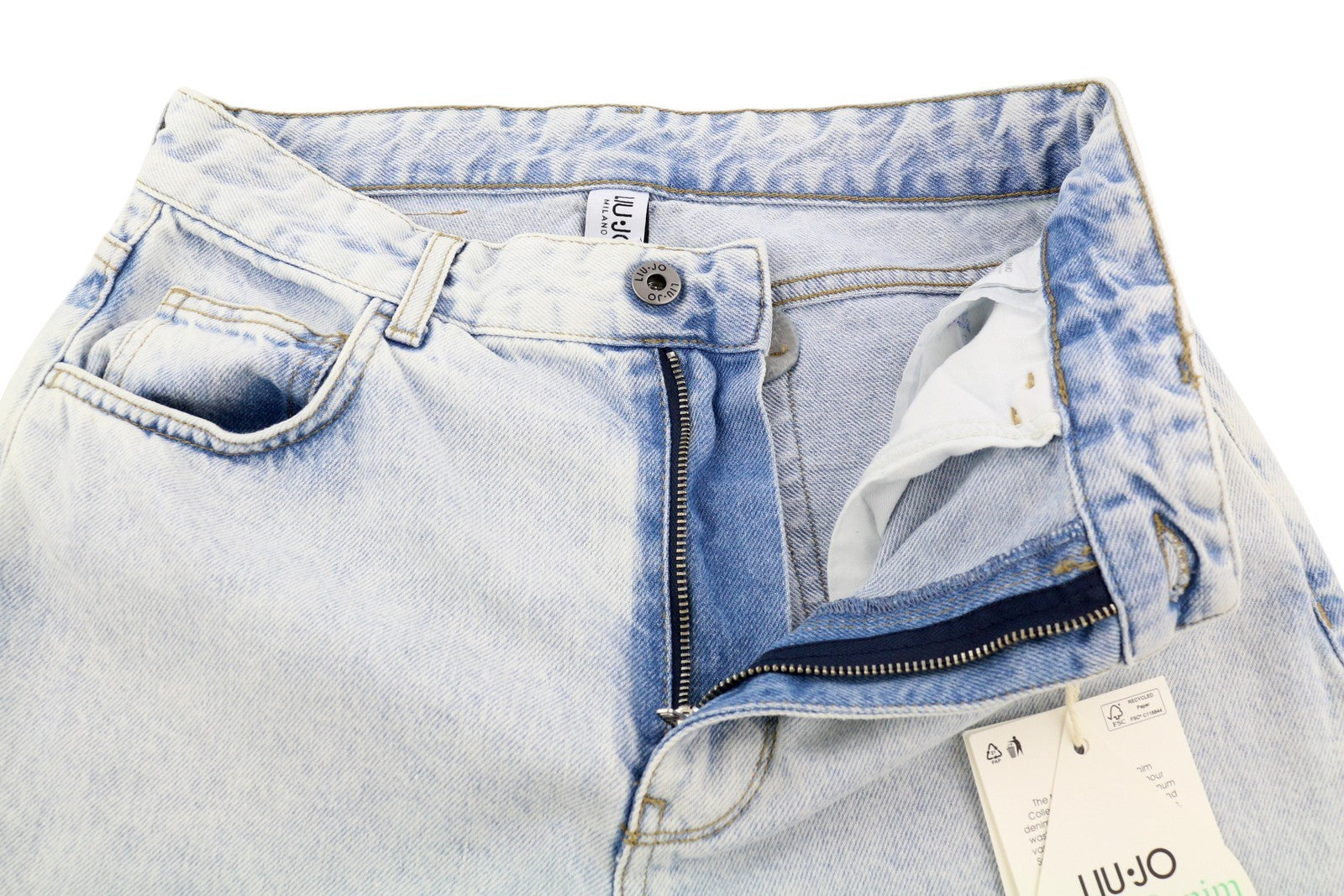 LIU JO Women Jeans W29 Slim Fit High Waist Zip Fly Washed Blue Denim Pockets