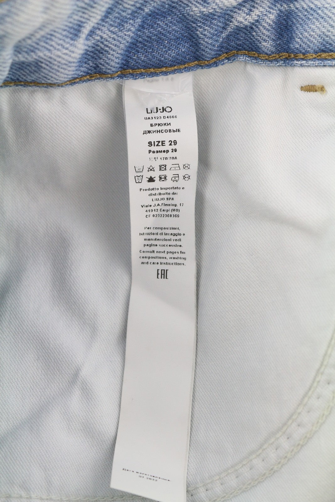 LIU JO Women Jeans W29 Slim Fit High Waist Zip Fly Washed Blue Denim Pockets