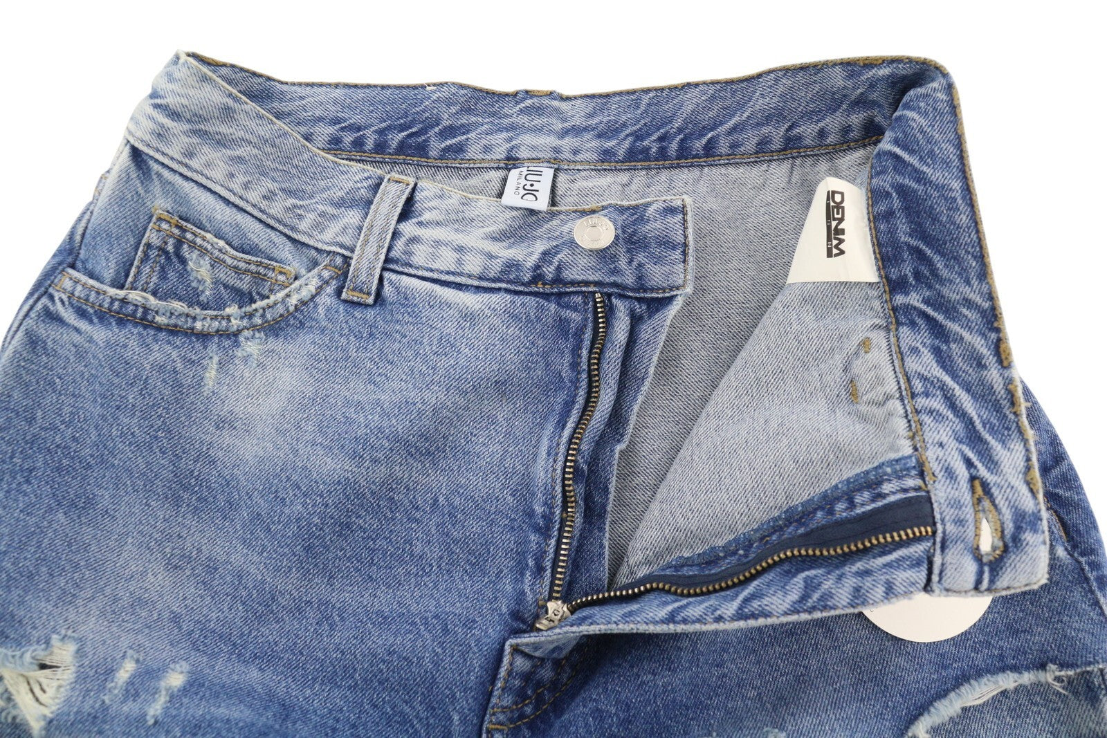 LIU JO Glam Straight Bic Women Jeans W28 Relaxed Skirt Ripped Distress Blue