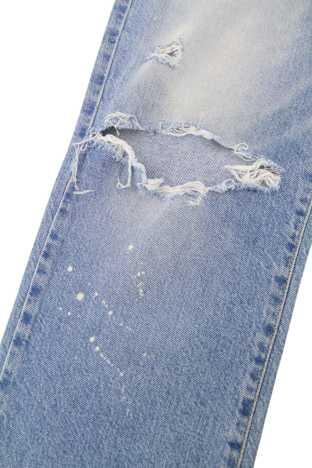 LIU JO Women Jeans W28 High Waist Ripped Distress Painted Washed Blue Denim