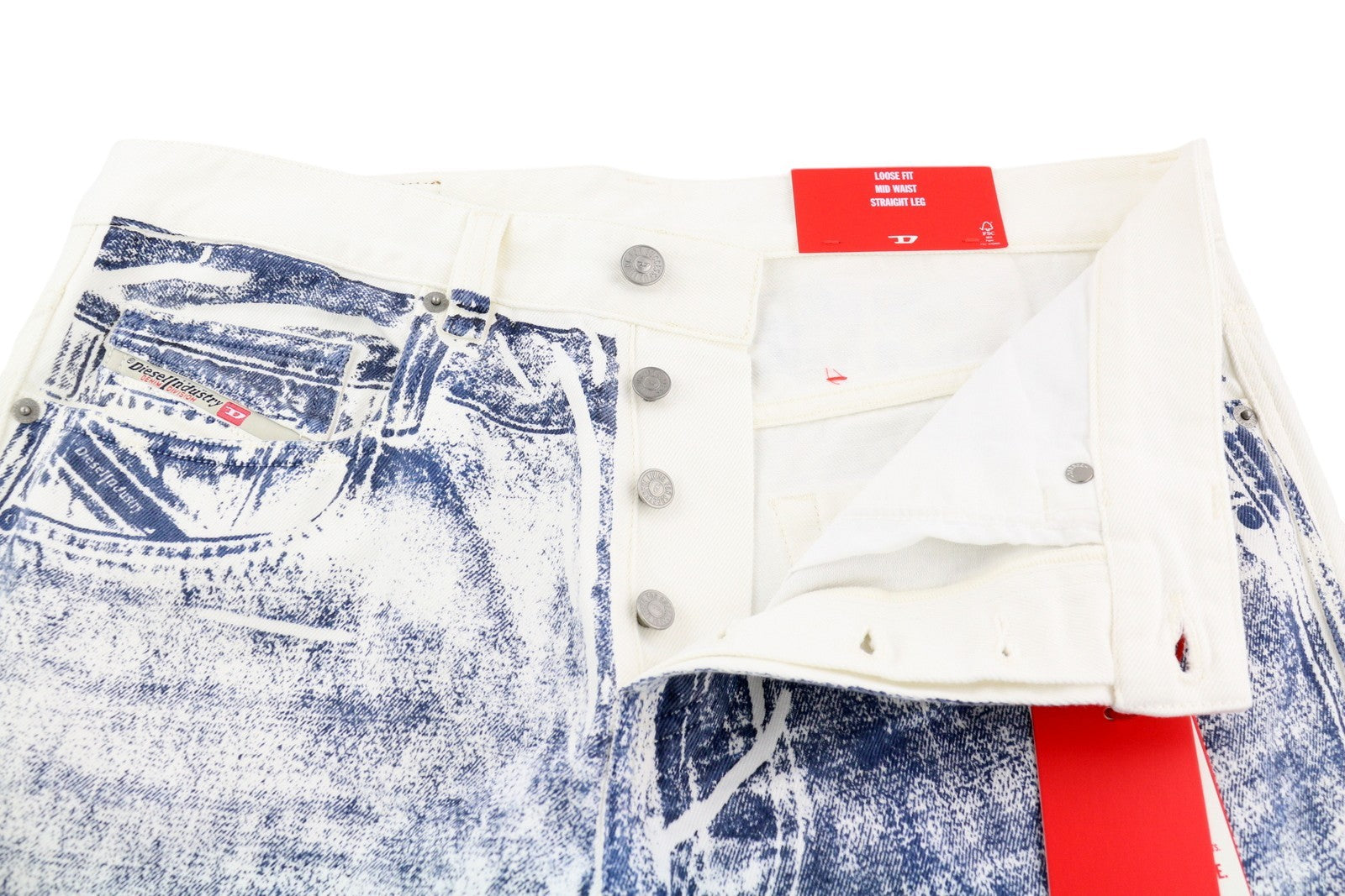 DIESEL 2001 D-Macro 09I73 Men Jeans W34 Loose  Straight Leg Buttoned RRP€375