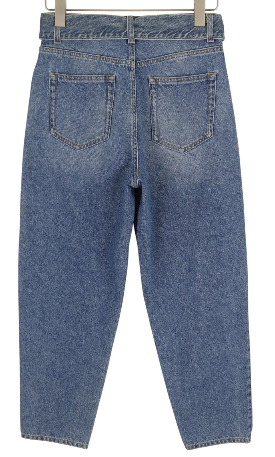 LIU JO Boy Women Jeans W28 Loose Fit High Waist Ankle Belted Washed Blue Denim