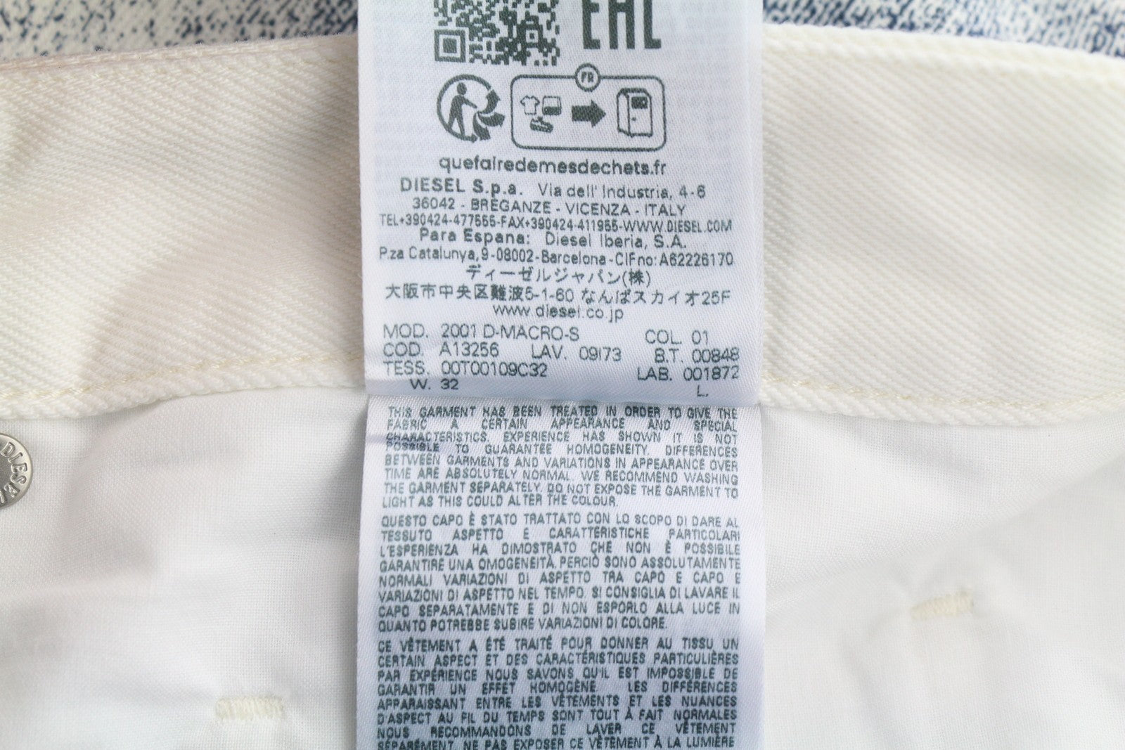 DIESEL 2001 D-Macro 09I73 Men Jeans W32 Loose  Straight Leg Buttoned RRP€375