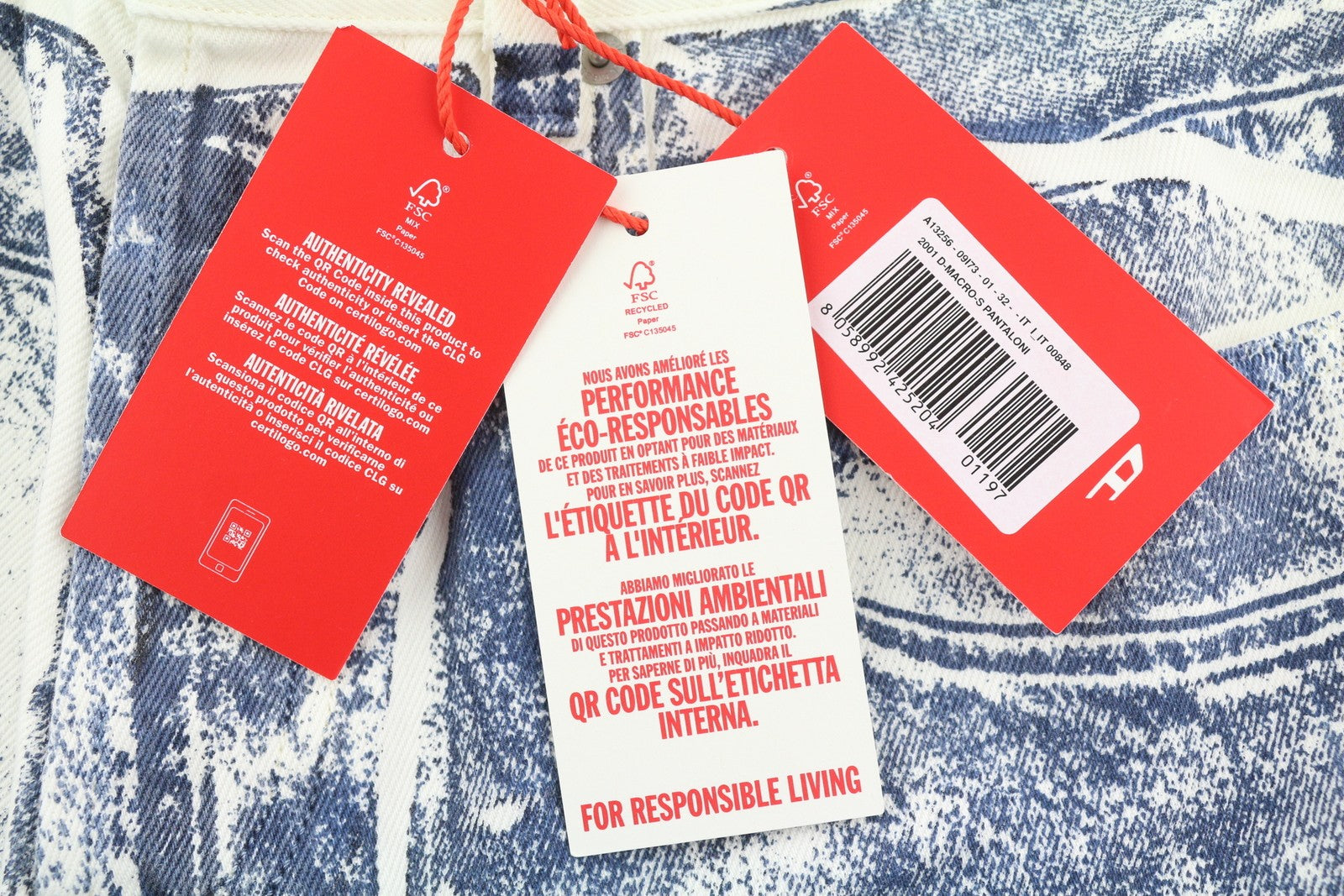 DIESEL 2001 D-Macro 09I73 Men Jeans W32 Loose  Straight Leg Buttoned RRP€375