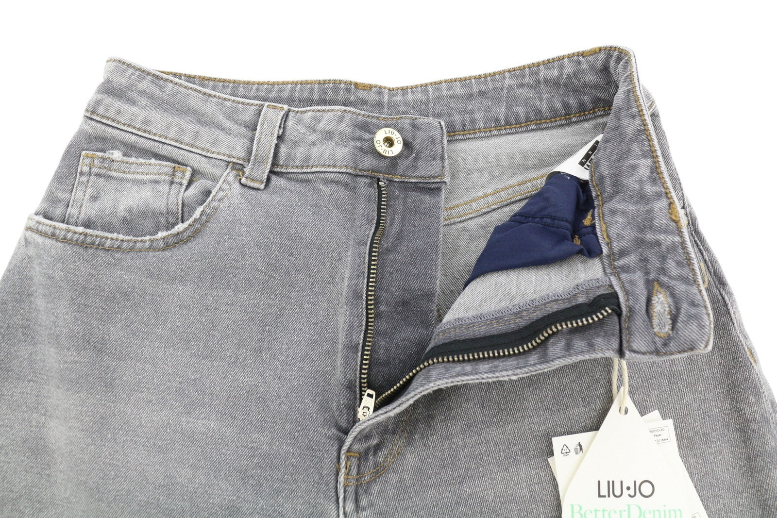 LIU JO Overdyed Women Jeans W28 High Waist Skinny Fit Washed Denim Grey Zip