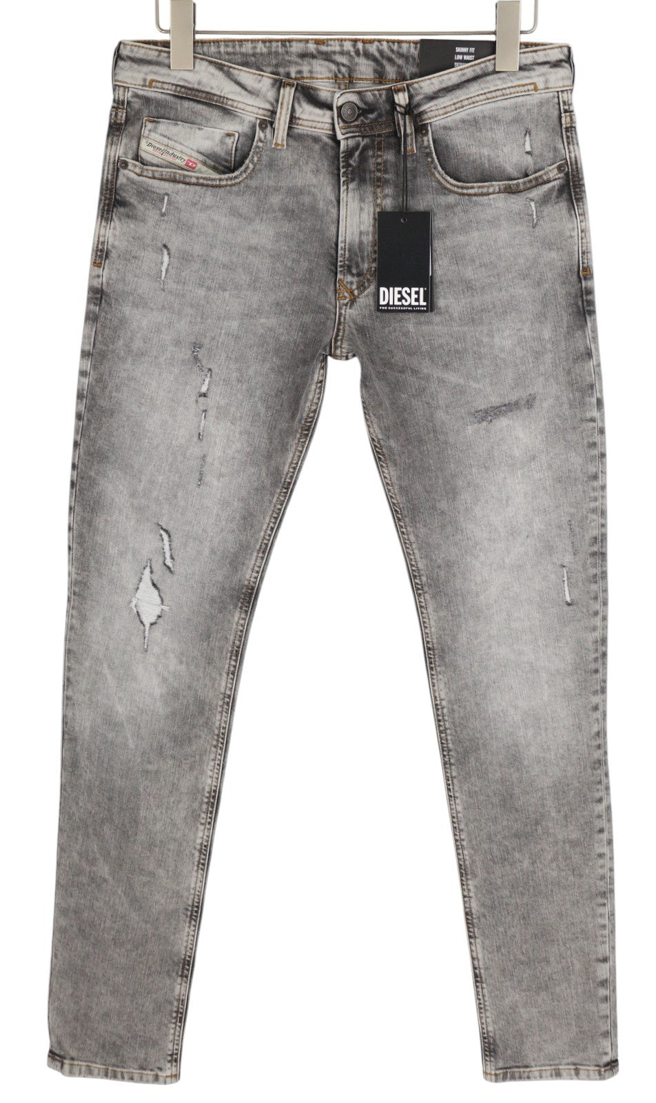 DIESEL 1979 Sleenker R86AT Men Jeans W32/L32 Skinny Distress Grey RRP€225