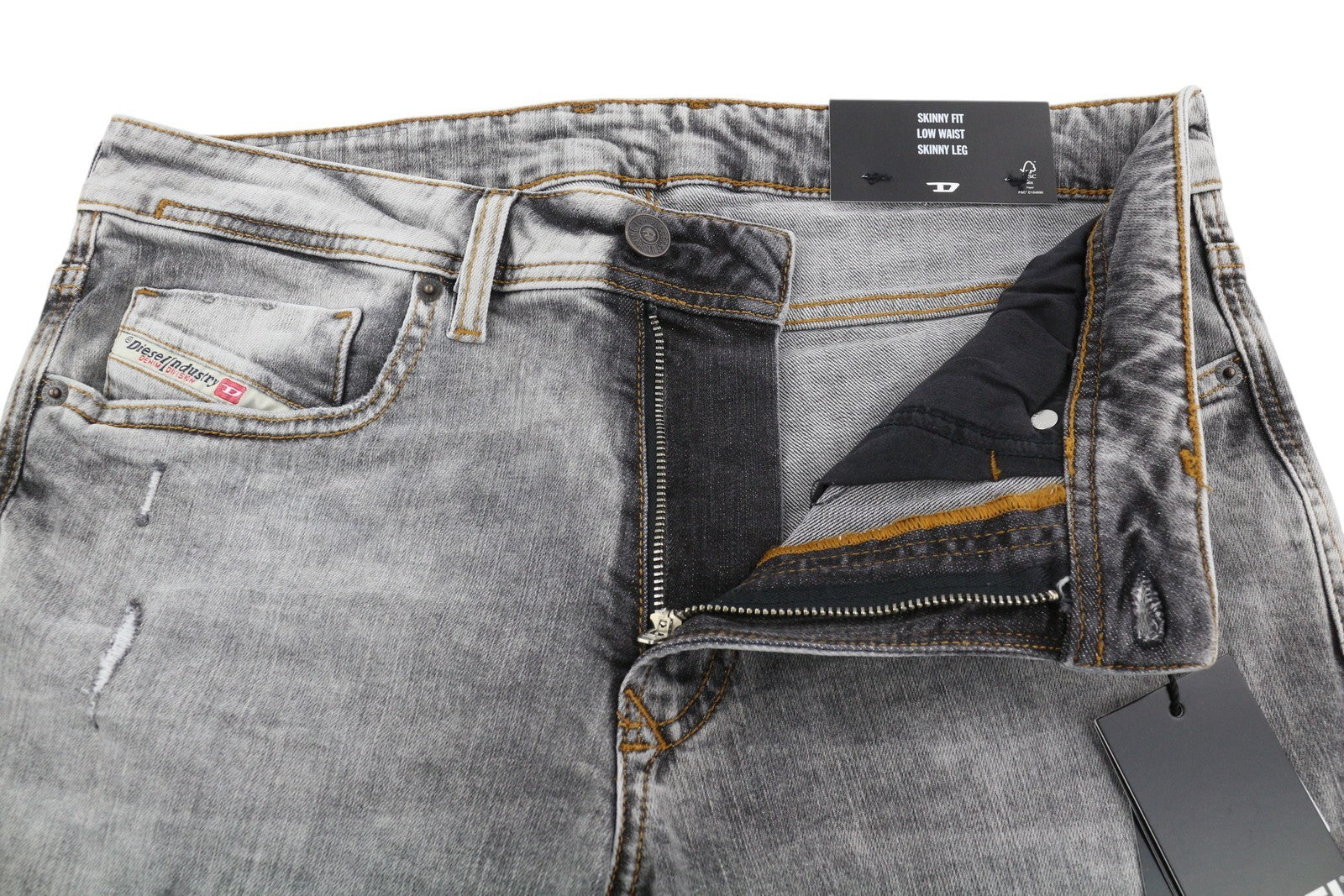 DIESEL 1979 Sleenker R86AT Men Jeans W32/L32 Skinny Distress Grey RRP€225