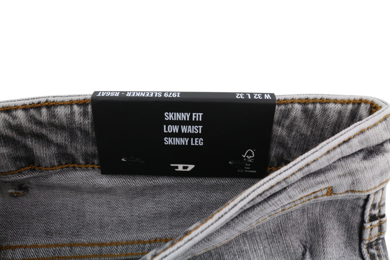 DIESEL 1979 Sleenker R86AT Men Jeans W32/L32 Skinny Distress Grey RRP€225