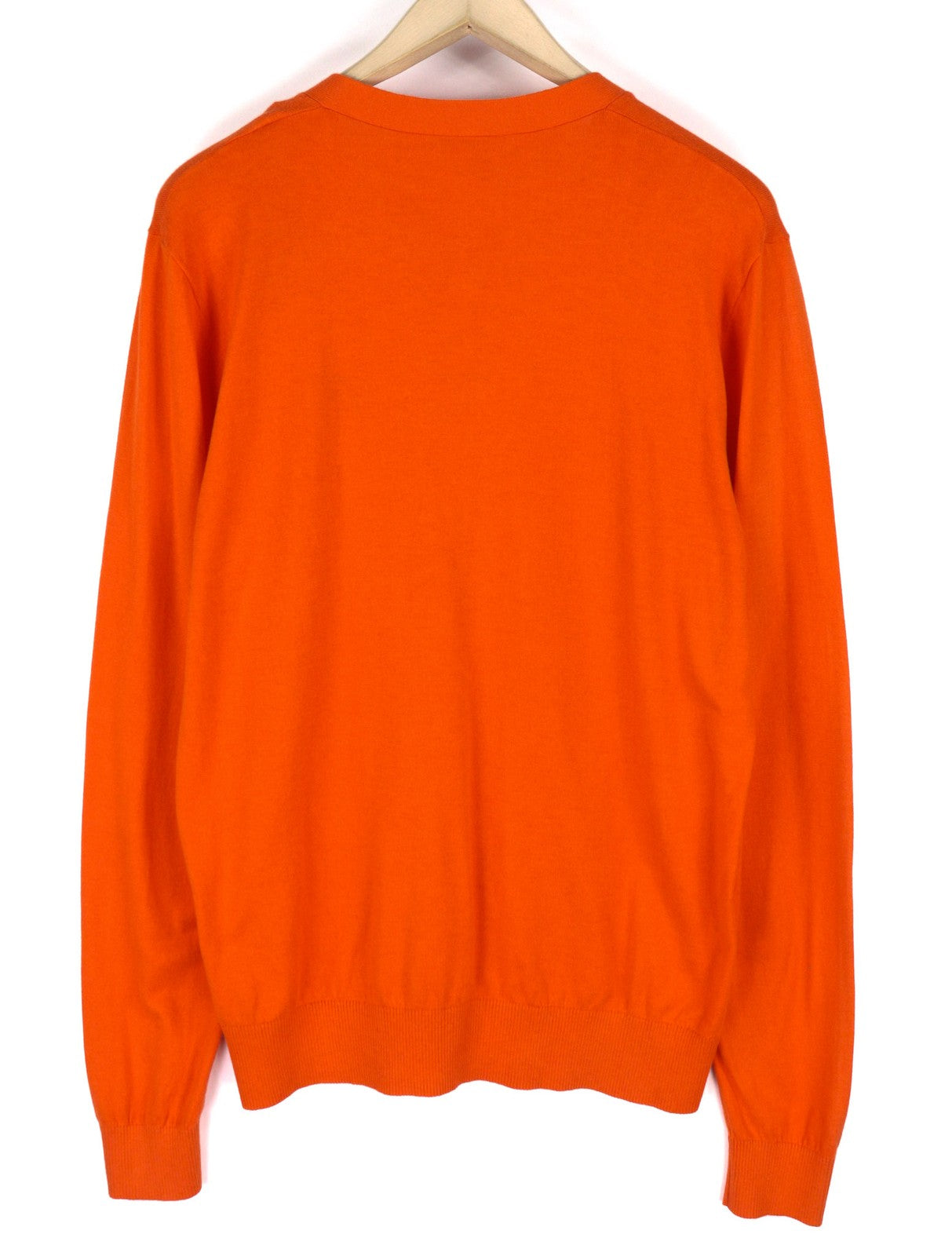 DIESEL K-Trass Men Jumper L Orange Cardigan Cotton Knitted Buttoned V-Neck Logo