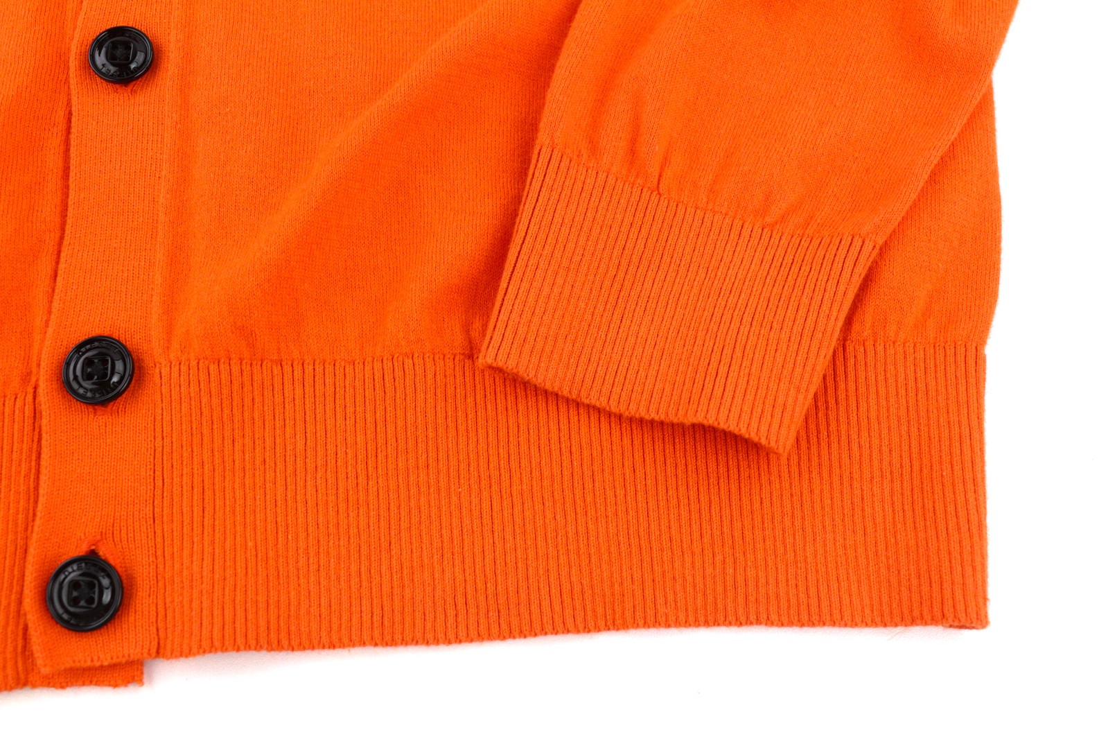 DIESEL K-Trass Men Jumper L Orange Cardigan Cotton Knitted Buttoned V-Neck Logo