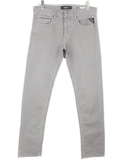 REPLAY Grover Men's Straight Fit Jeans W30/L34 Grey Pattern Button Fly Denim