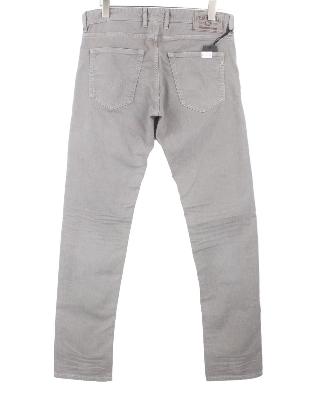 REPLAY Grover Men's Straight Fit Jeans W30/L34 Grey Pattern Button Fly Denim