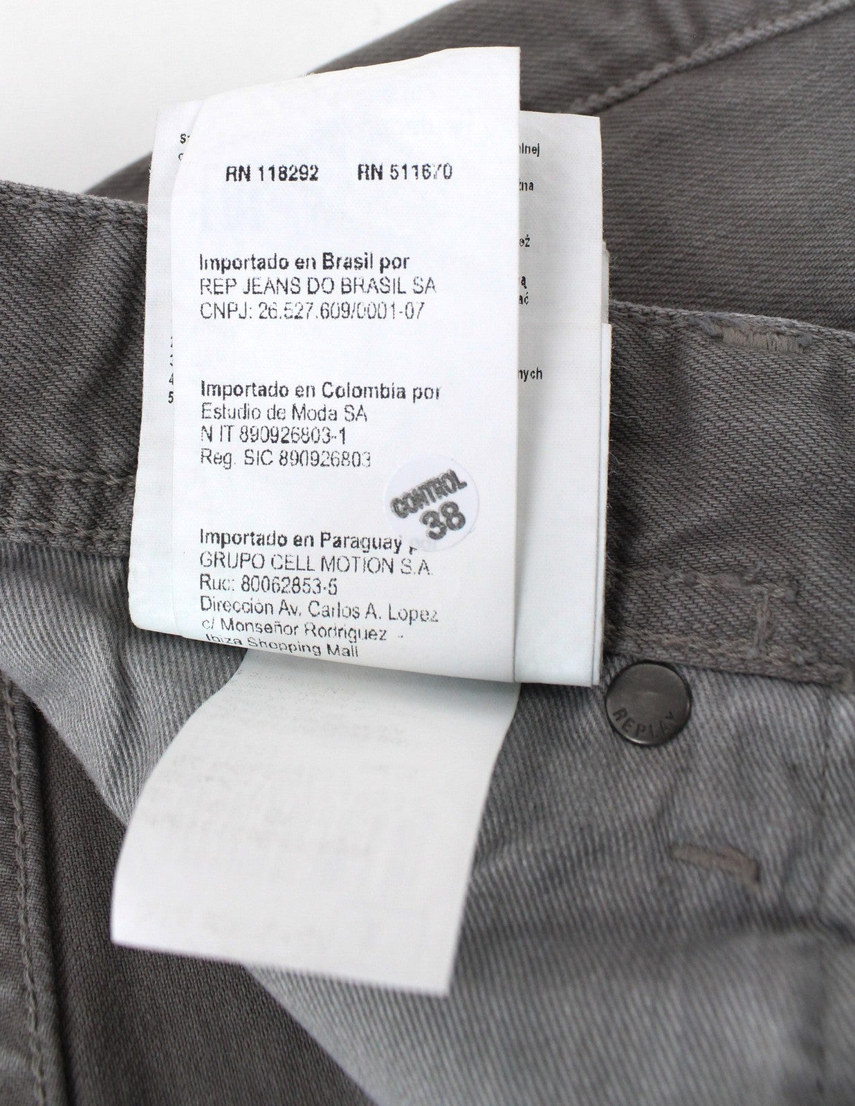 REPLAY Grover Men's Straight Fit Jeans W30/L34 Grey Pattern Button Fly Denim