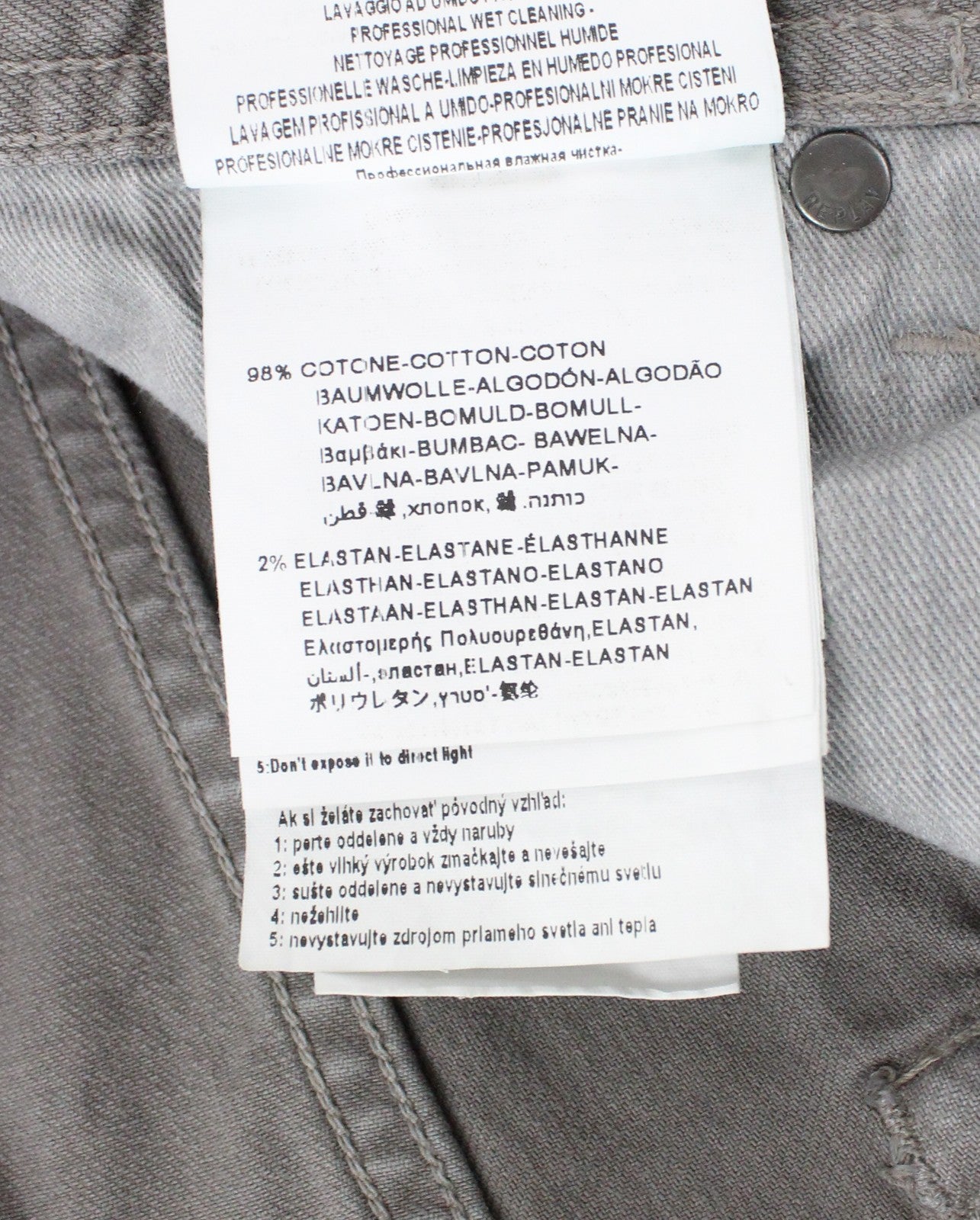 REPLAY Grover Men's Straight Fit Jeans W30/L34 Grey Pattern Button Fly Denim