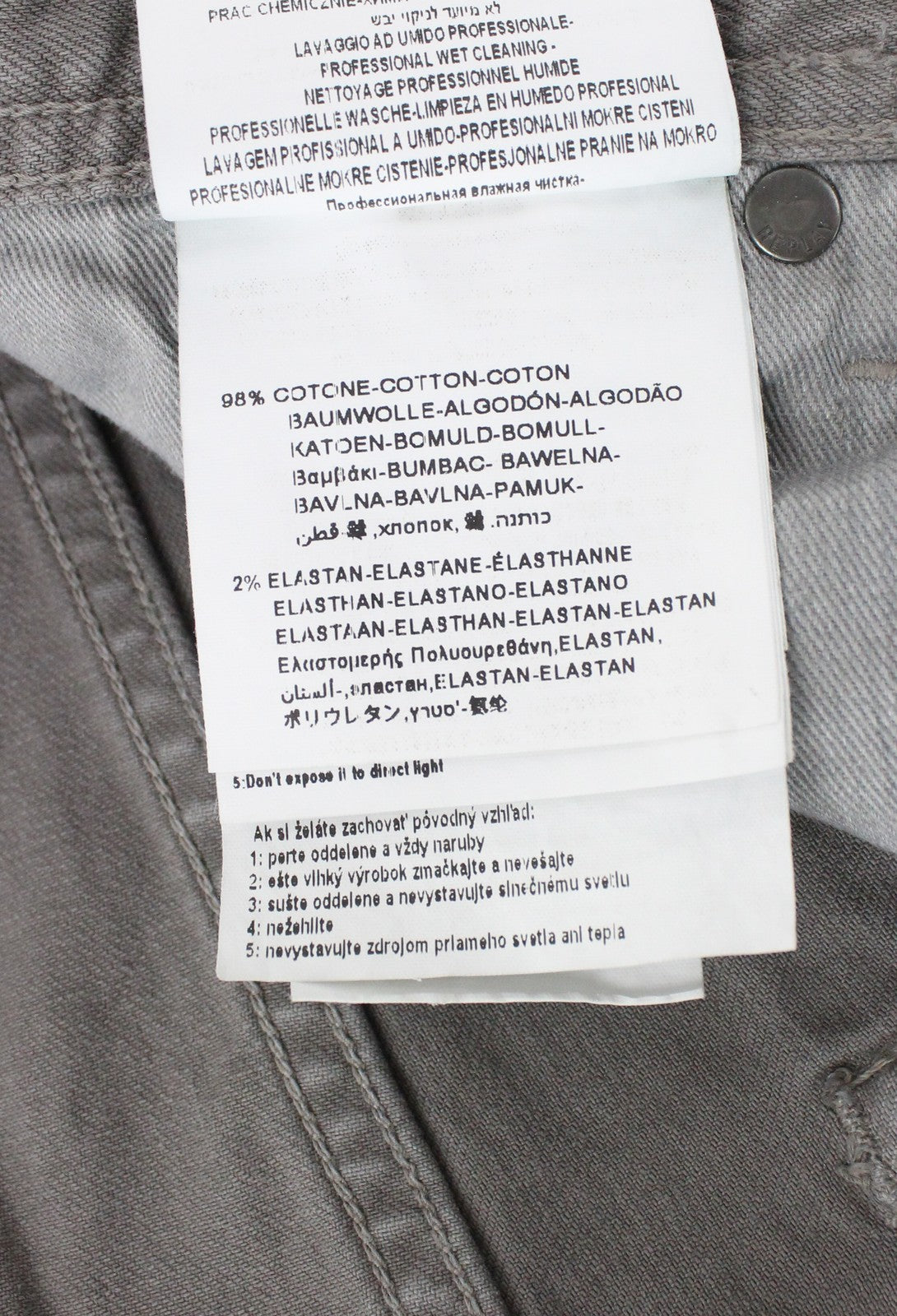 REPLAY Grover Men's Straight Fit Jeans W30/L34 Grey Pattern Button Fly Denim