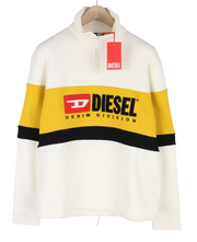 DIESEL S-Saint-Division Men Sweatshirt M White Pullover Half Zip Neck RRP€299