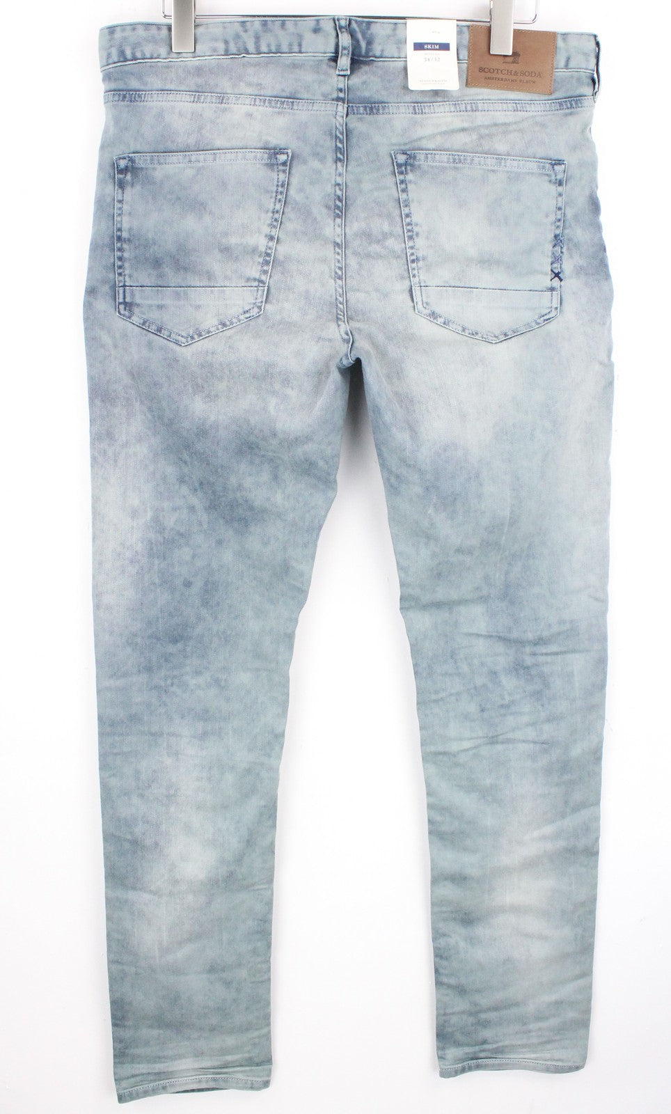 SCOTCH & SODA Skim Men's Skinny Jeans W34/L32 Light Blue Stretch Stone Washed