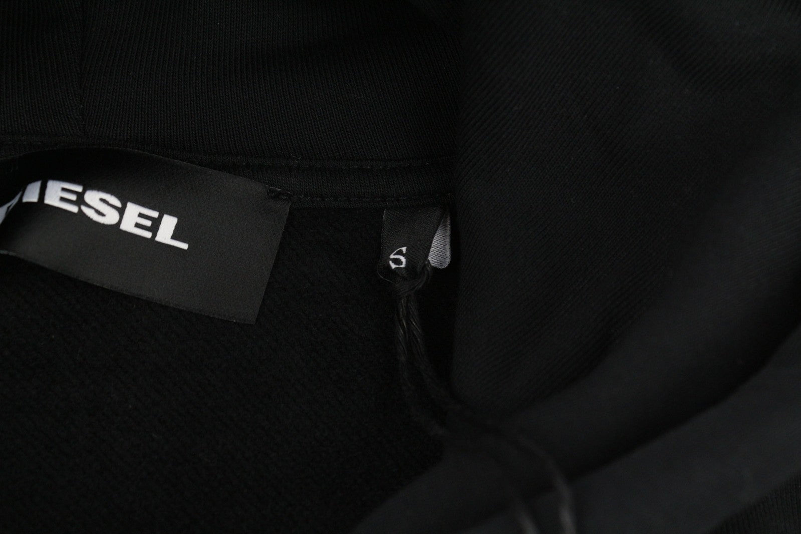 DIESEL S-Division Men Hoodie S Black Pullover Hooded Front Logo Long Sleeve