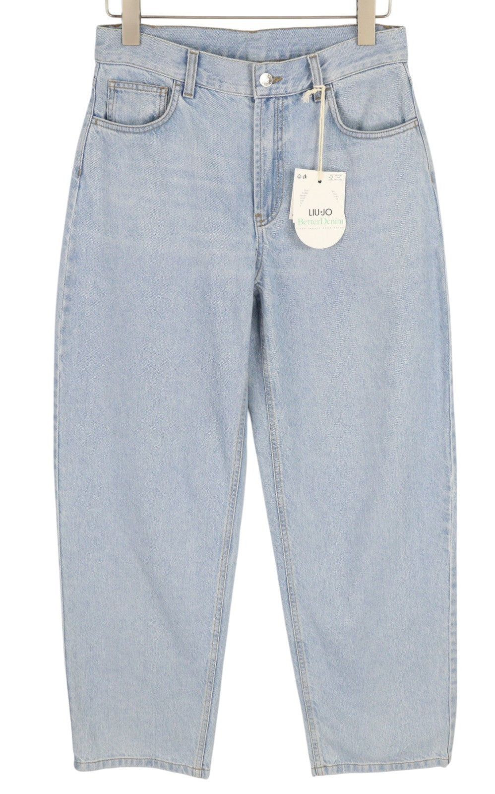 LIU JO Straight Cintino Women Jeans W28 Zip Fly Washed Denim Blue Zip Fly Logo