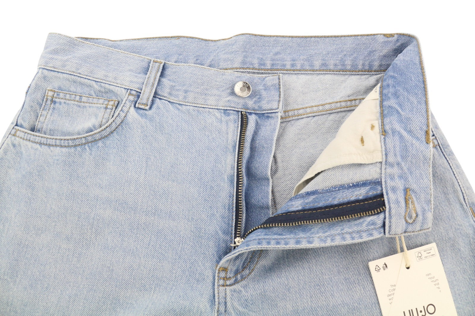 LIU JO Straight Cintino Women Jeans W28 Zip Fly Washed Denim Blue Zip Fly Logo