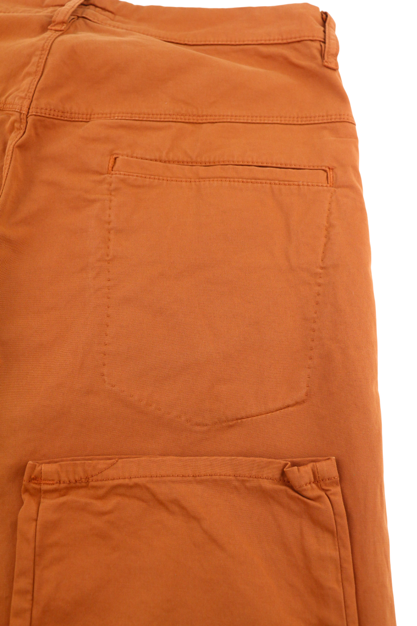 NUDIE Khaki Slim Men Trousers W33/L32 Organic Warm Orange Zip Fly Logo Chino