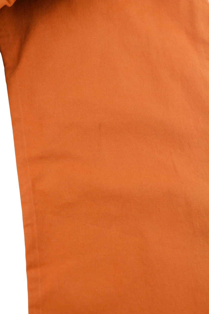NUDIE Khaki Slim Men Trousers W33/L32 Organic Warm Orange Zip Fly Logo Chino