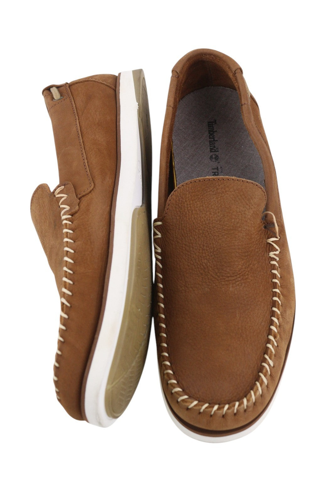 TIMBERLAND A2A92 Men Shoes EU45 Brown Leather Boat Flat True Cloud Comfort Logo