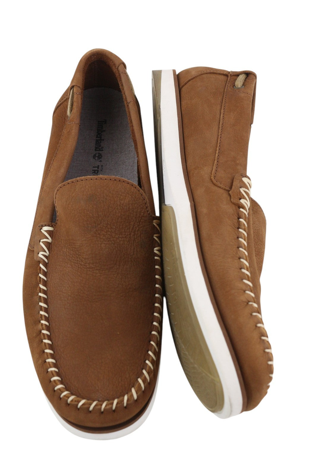 TIMBERLAND A2A92 Men Shoes EU45 Brown Leather Boat Flat True Cloud Comfort Logo