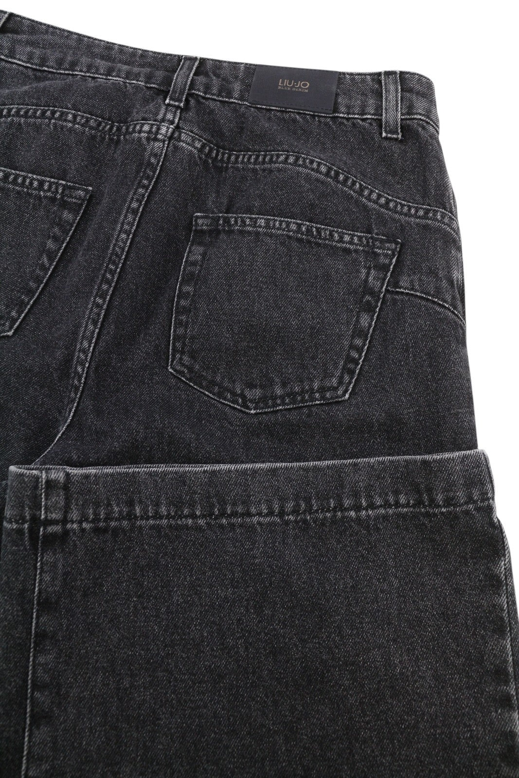 LIU JO Cropped Flare Women Jeans W28 Black Denim High Waist Ankle Zip Fly Logo