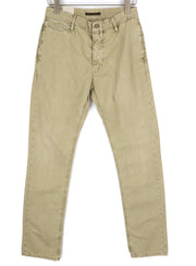 NUDIE Khaki Regular Men Trousers W28/L32 Mid Beige Buttoned Pockets Logo Chino