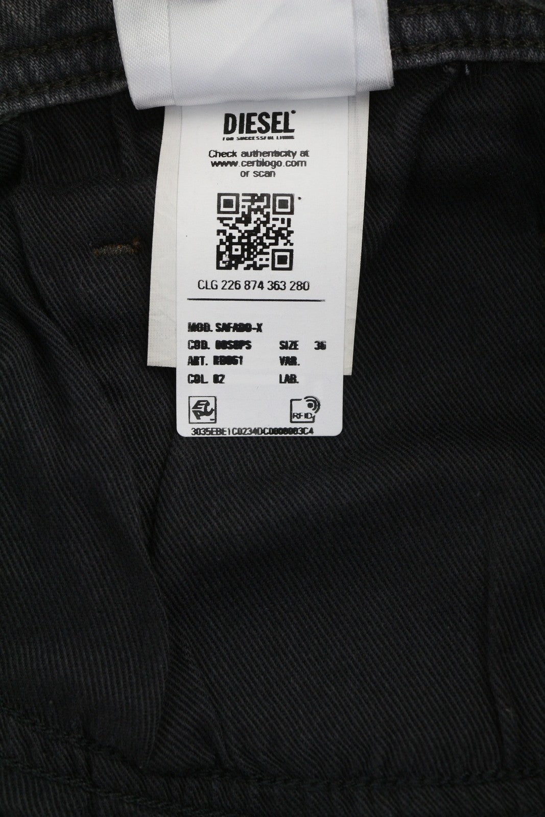 DIESEL Safado-X RB061 Men Jeans W36/L32 Straight  Button Washed Grey RRP€175