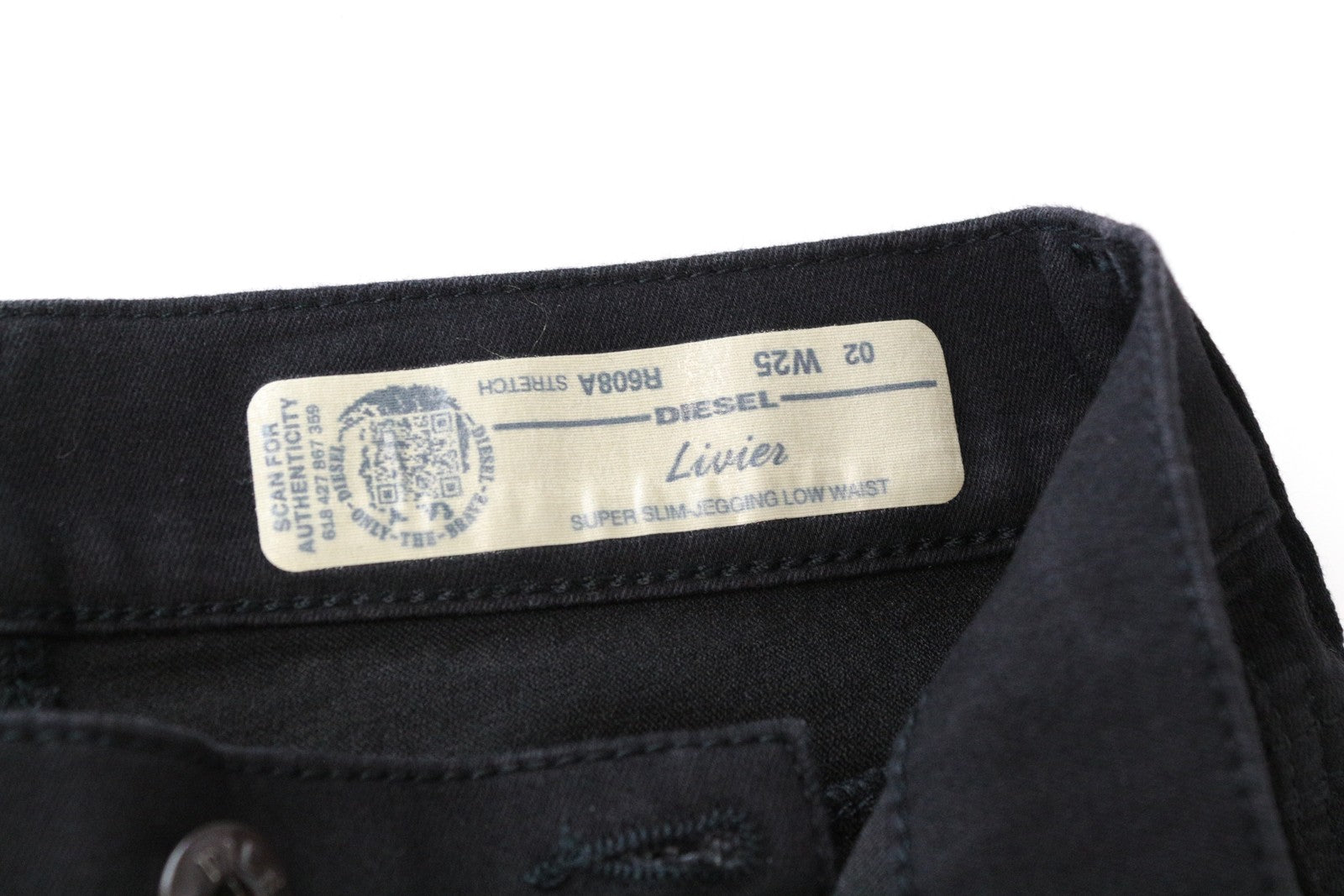 DIESEL Livier R608A W25 Women's Jeggings Black Stretch Super Slim Low Rise