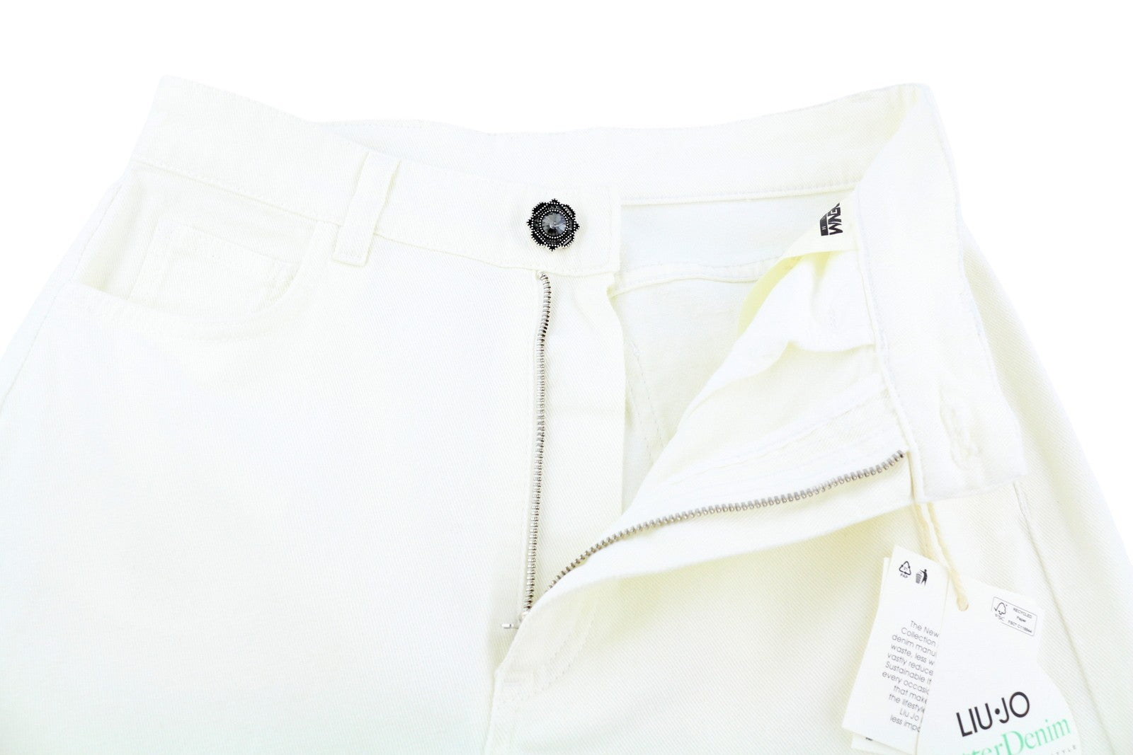 LIU JO Cargo Women Jeans W27 Flared Leg Zip Fly Ankle Length Zip Fly High Waist