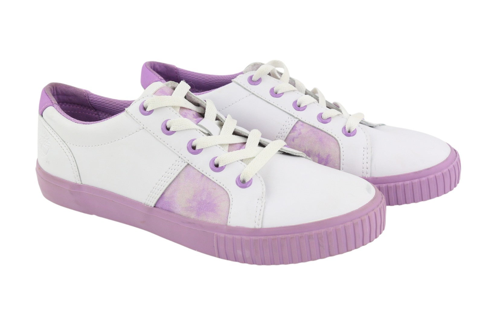 TIMBERLAND A2EPS Women Sneakers EU38.5/39 Leather White Purple Low Top Lace Up