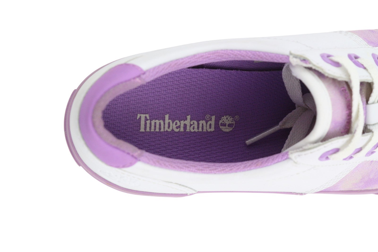 TIMBERLAND A2EPS Women Sneakers EU38.5/39 Leather White Purple Low Top Lace Up