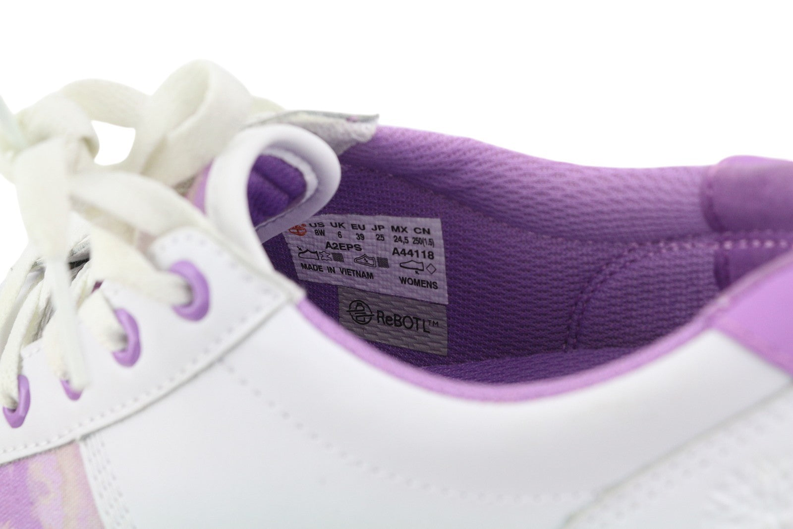 TIMBERLAND A2EPS Women Sneakers EU38.5/39 Leather White Purple Low Top Lace Up