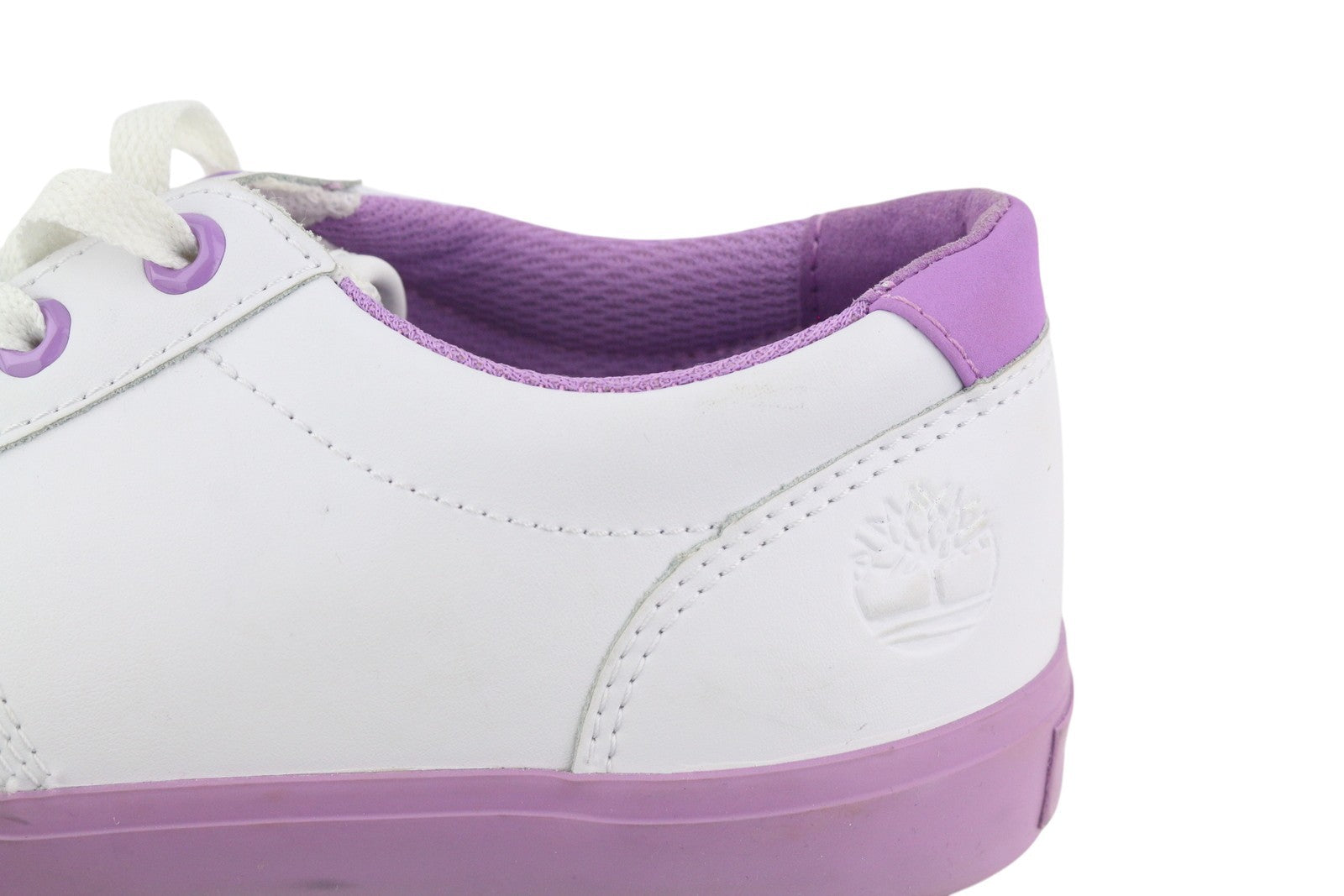 TIMBERLAND A2EPS Women Sneakers EU38.5/39 Leather White Purple Low Top Lace Up
