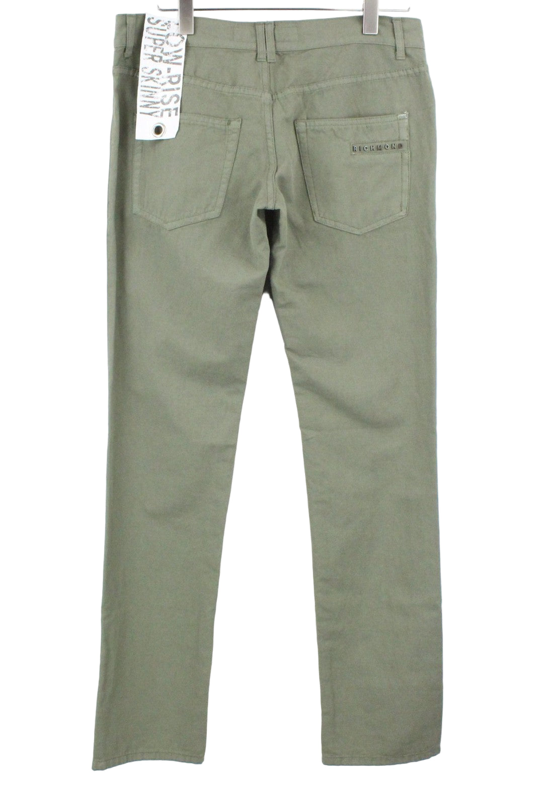 RICHMOND Men's Skinny Jeans W32 Khaki Linen Blend Lightweight Low Waist Fit