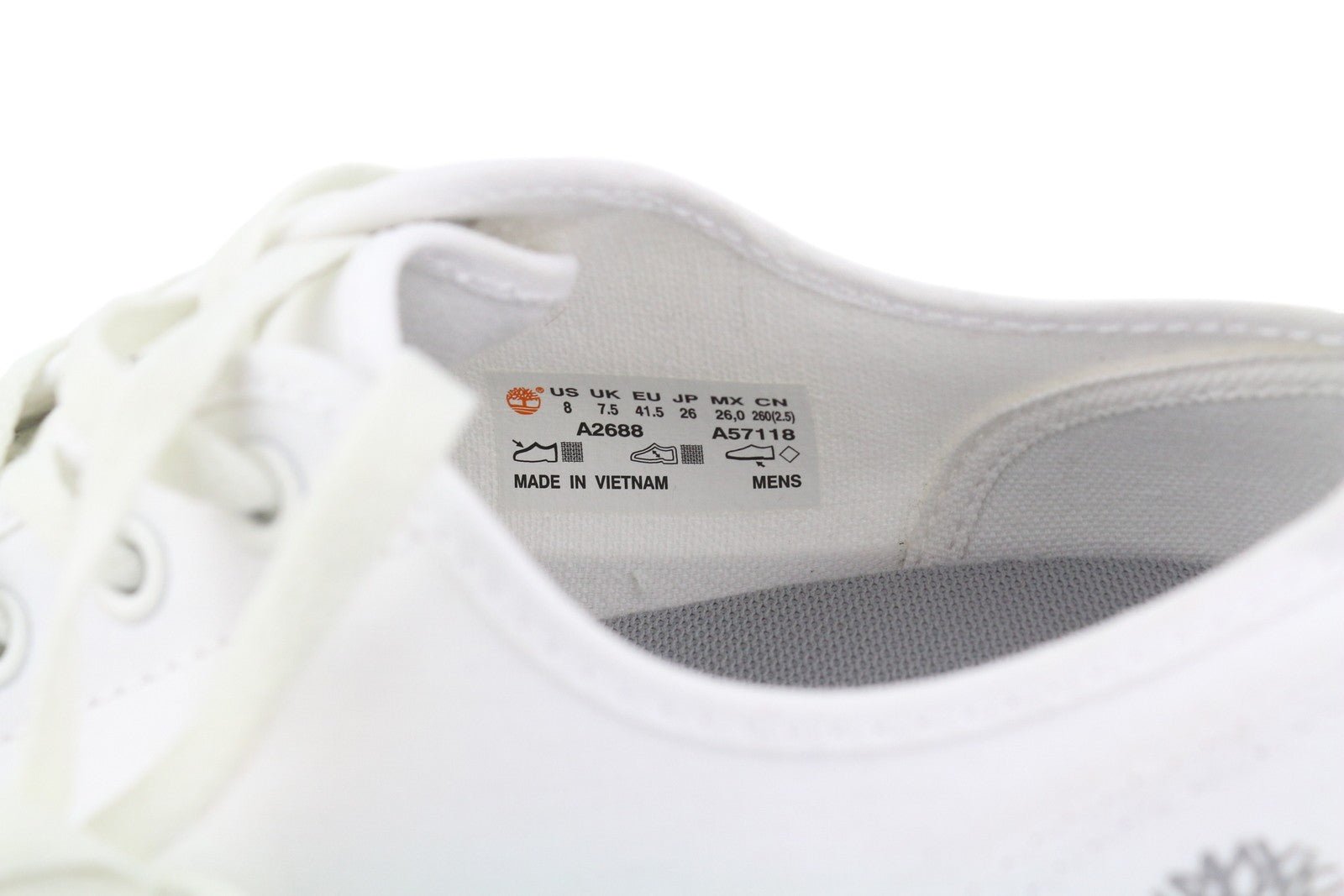 TIMBERLAND A2688 Men Sneakers EU41/41.5 White Low Top Laced Almond Toe Trainers