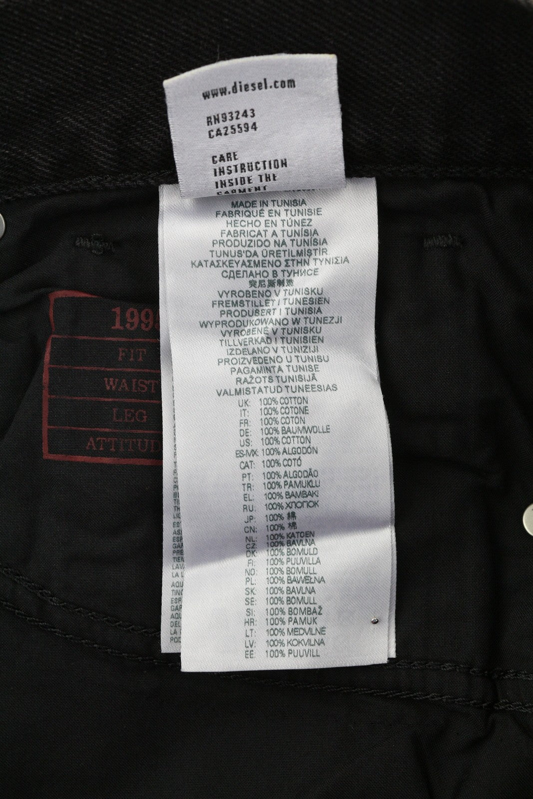DIESEL 1995 D-Sark 09B88 Men Jeans W34/L32 Slim  Straight Denim Black RRP€185