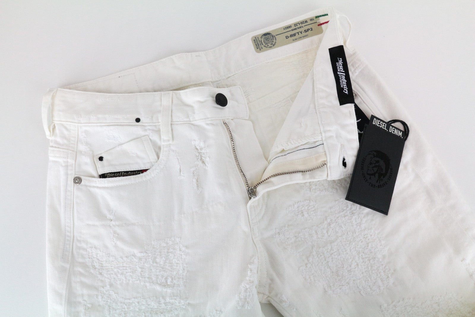 DIESEL D-RIFTY-SP2 069GY Women's Slim Jeans W26/L32 White Waxed Distressed Fit