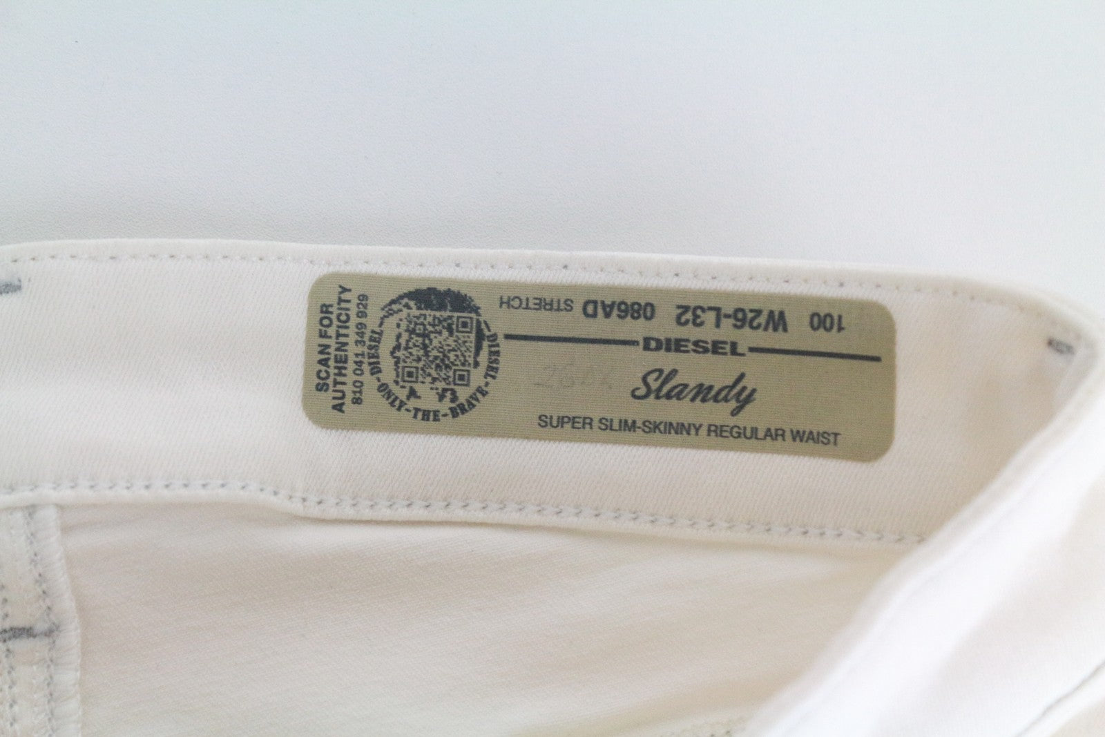 DIESEL Slandy 086AD Women's Skinny Jeans W26/L32 Super Slim Stretch White Fit