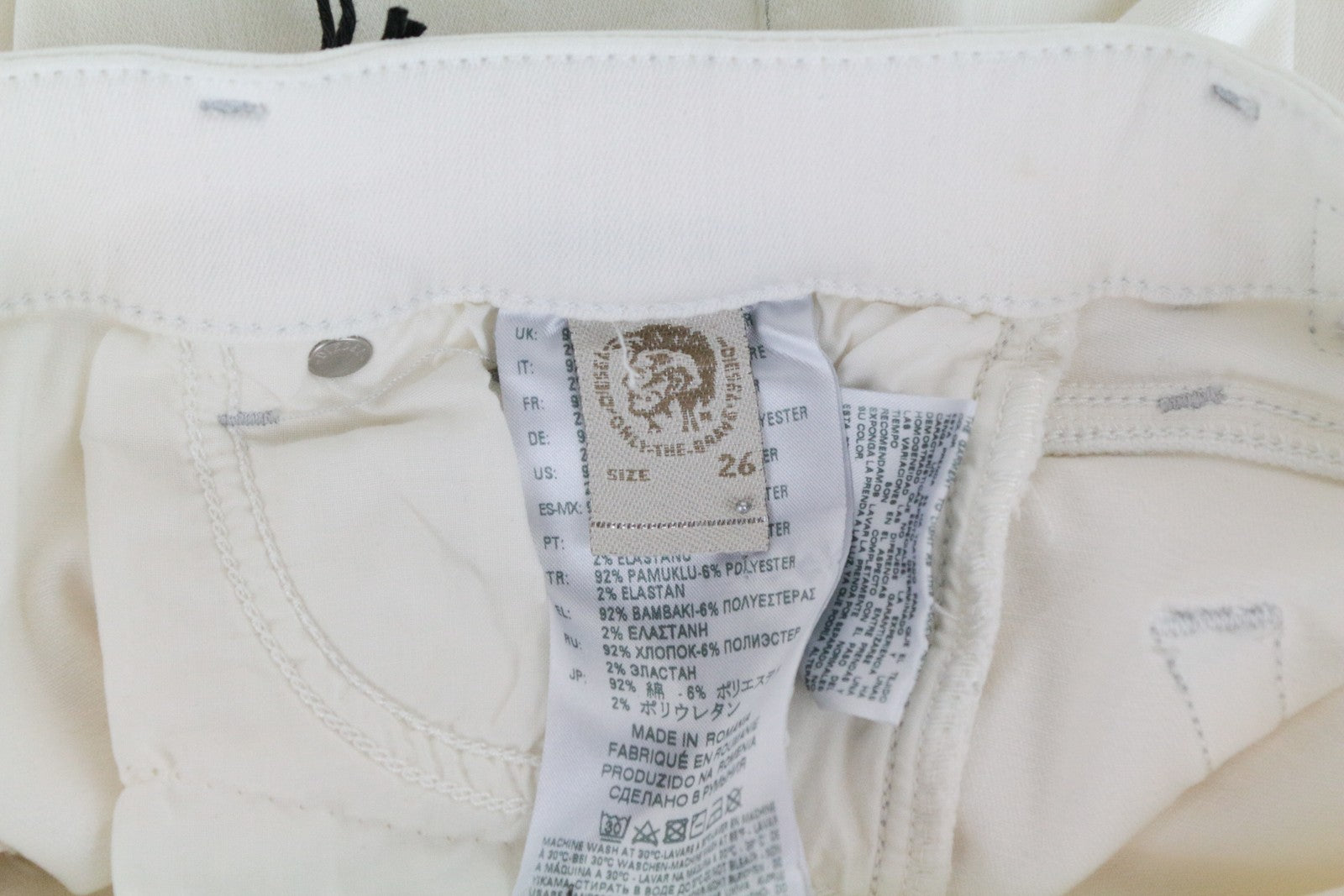 DIESEL Slandy 086AD Women's Skinny Jeans W26/L32 Super Slim Stretch White Fit