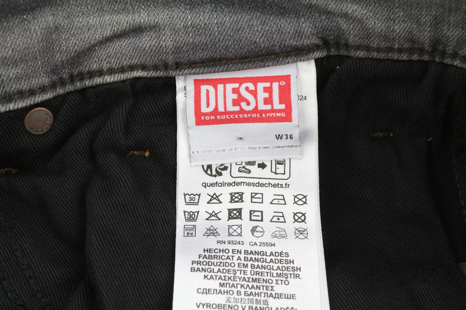 DIESEL Tepphar RB061 Men Jeans W36/L32 Slim  Button Fly Faded Grey RRP€175