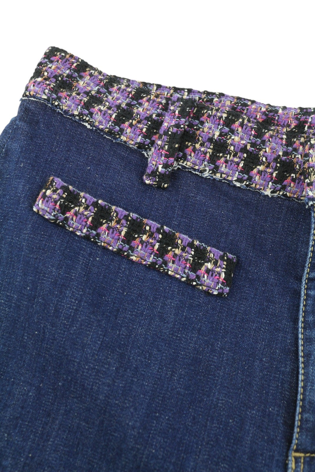 LIU JO Fringed Women Jeans 42 High Waist Flared Leg Zip Fly Denim Blue Logo