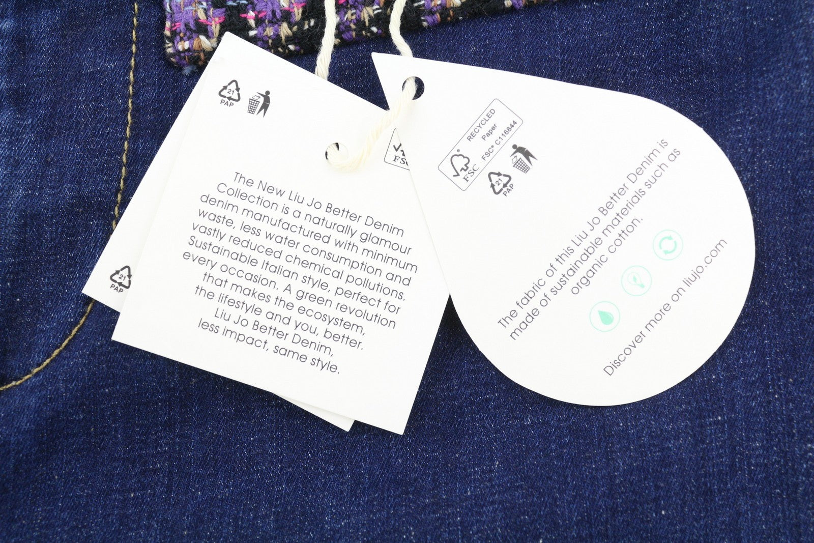 LIU JO Fringed Women Jeans 42 High Waist Flared Leg Zip Fly Denim Blue Logo