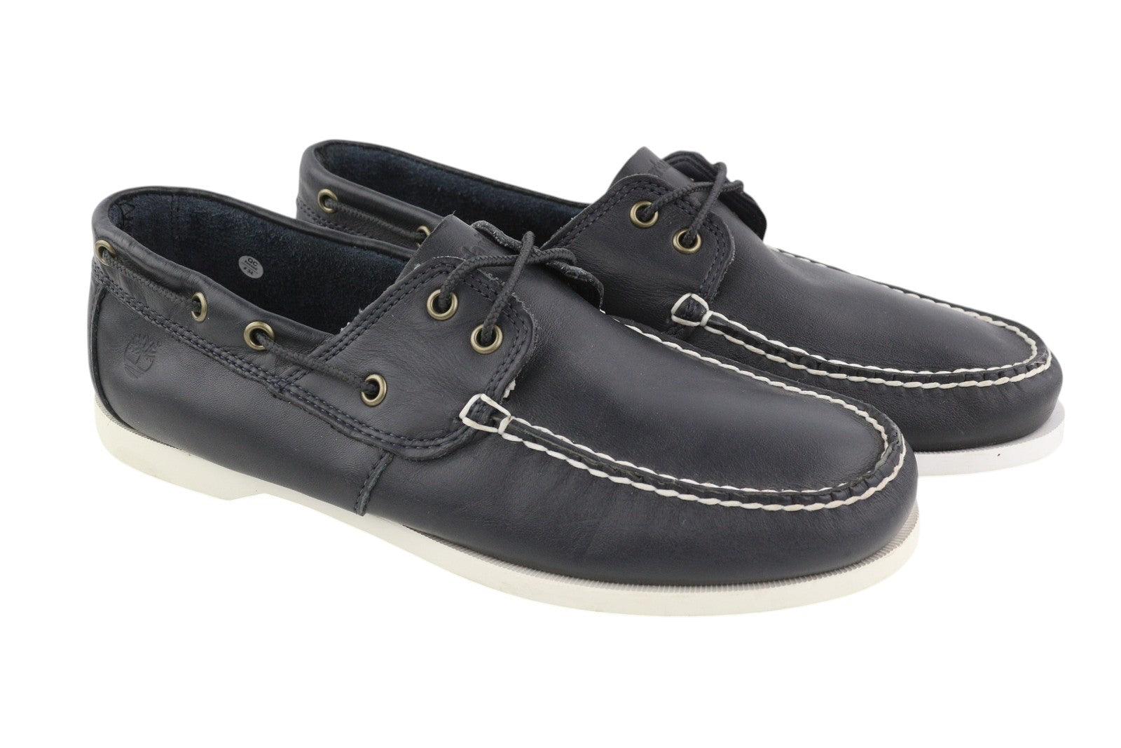 TIMBERLAND A199P Men Shoes EU43.5/44.5 Black Leather Boat Lace Up Ortholite