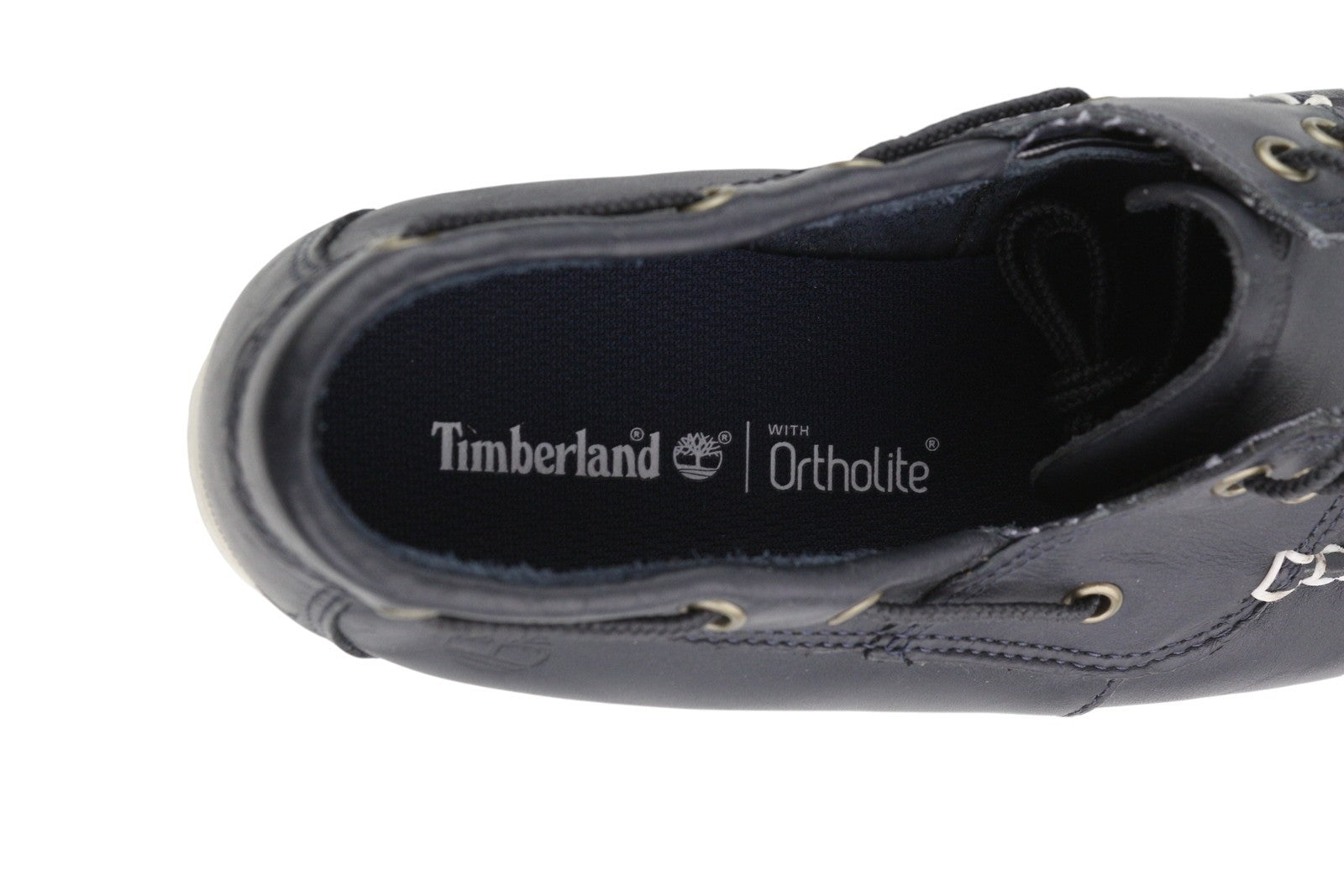 TIMBERLAND A199P Men Shoes EU43.5/44.5 Black Leather Boat Lace Up Ortholite
