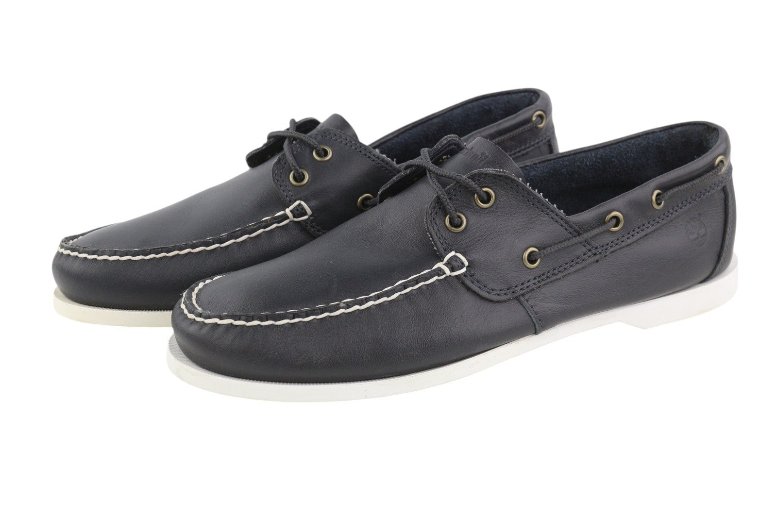 TIMBERLAND A199P Men Shoes EU43.5/44.5 Black Leather Boat Lace Up Ortholite